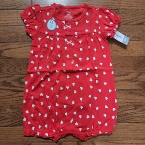 NWT 12-18 Months Carter's baby girl red hearts romper